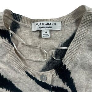 M&S Autograph Pure Cashmere Cardigan Sweater‎ Animal Print Zebra Size US 12